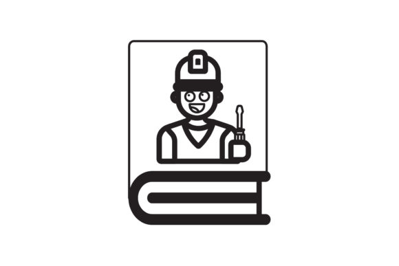 Book Icon Repairman Design Black Line – A Modern Graphic for Content Creators
