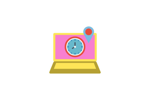 Flat Icon Laptop Location Compass – A Versatile Graphic Design Freebie for Crafters