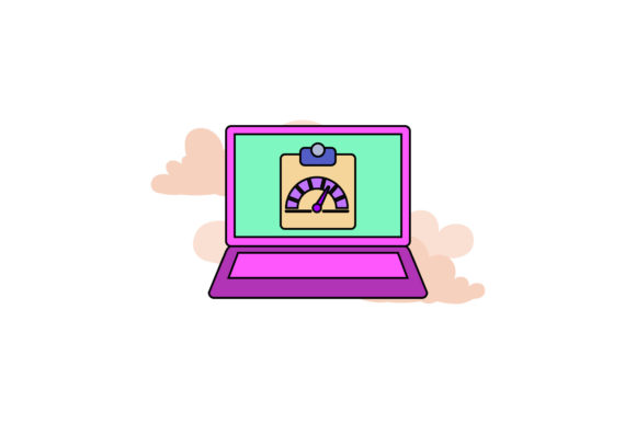 Flat Icon Laptop Pictorial Notes Cute Review for Embroidery Projects