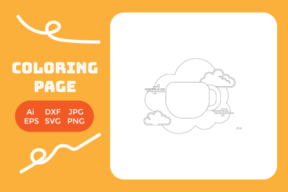 House Mug Cloud Sky Coloring Page: A Versatile Graphic Design Asset