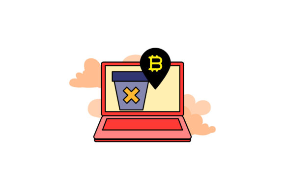 Laptop Icon Bitcoin Trash Color Outline – A Versatile Graphic Design Freebie