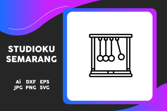 School Icon Newton Cradle Line Black – A Practical Graphic Design Asset for Creative Sellers