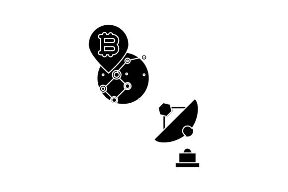 Space Icon Bitcoin Moon Black Filled – A Must-Have Graphic Freebie for Content Creators