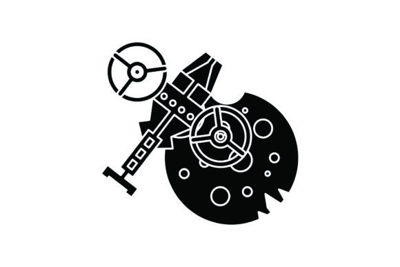 Space Icon Cute Plane Black Filled: A Freebie Graphic for Local Business Branding