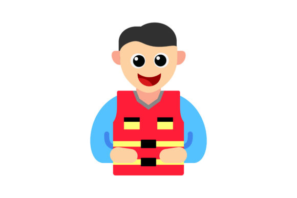 Travel Icon Boy Wear a Life Jacket Art Review for Embroidery Projects